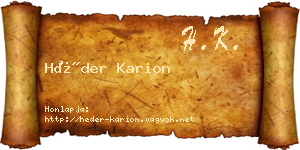 Héder Karion névjegykártya